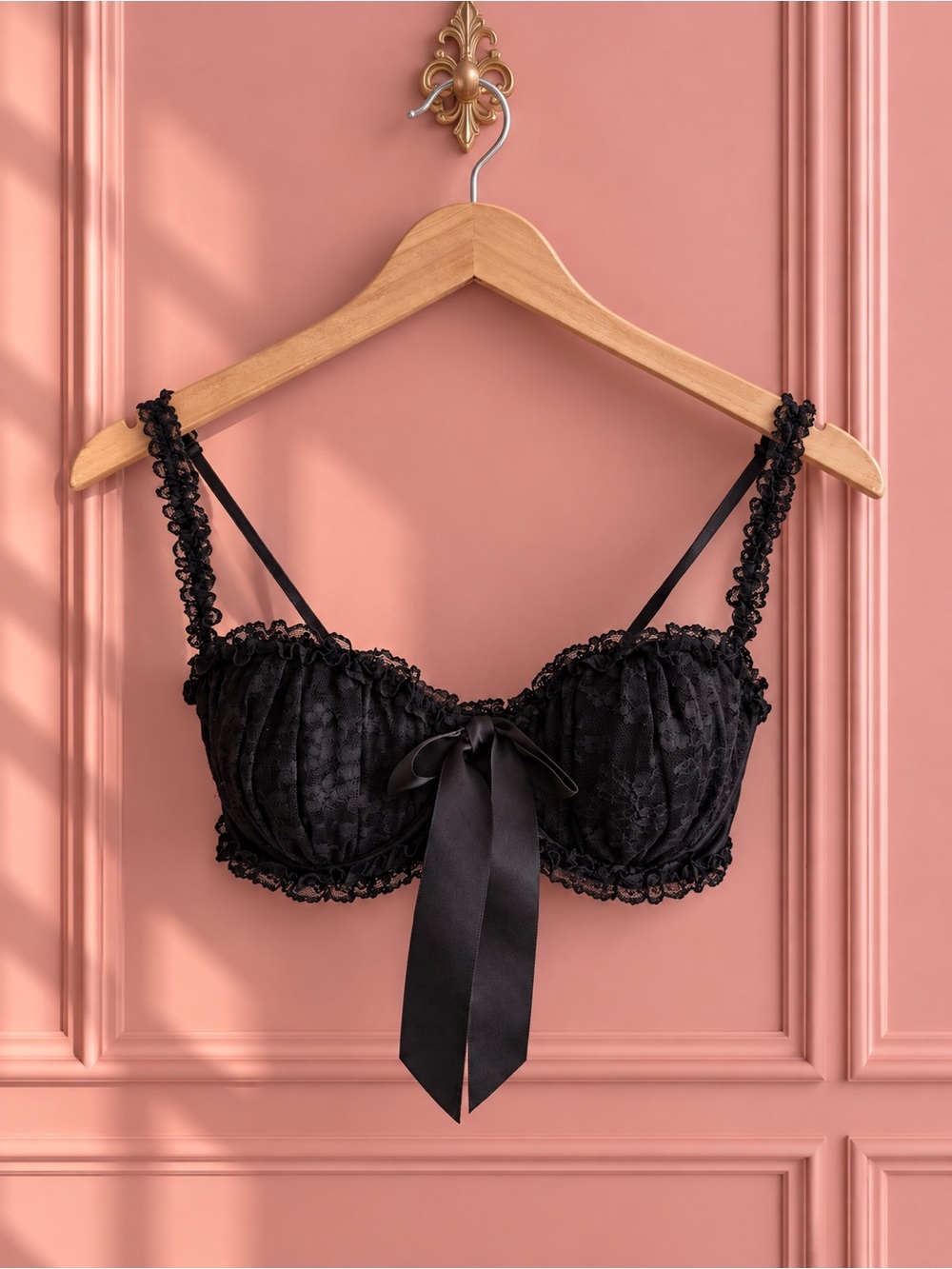 La Senza Black Lace Bow Bra Size 34C